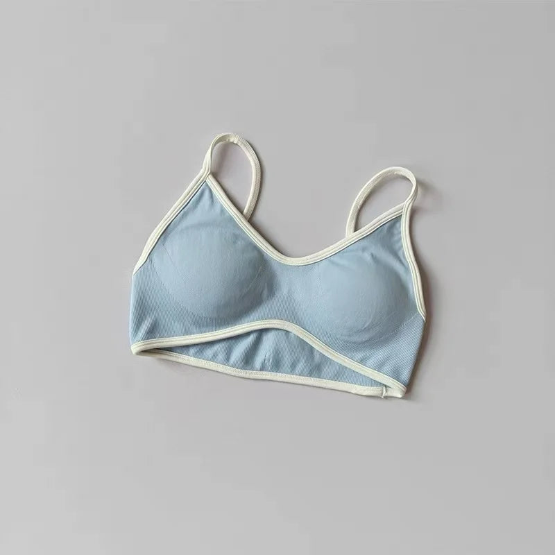Women's Contrast Trim Thin Strap Sports Bra