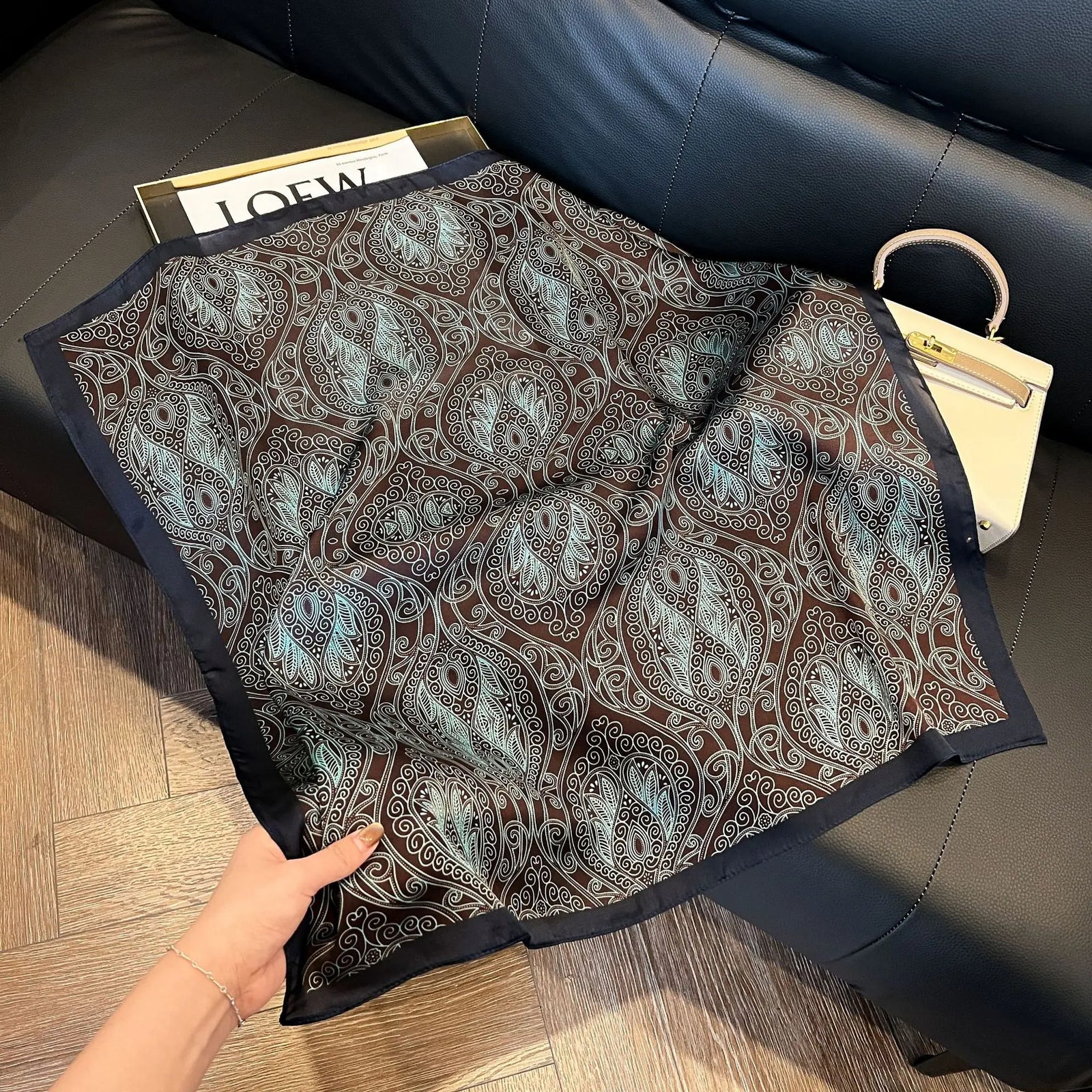 Patterned Square Scarf with Paisley and Houndstooth Style Options