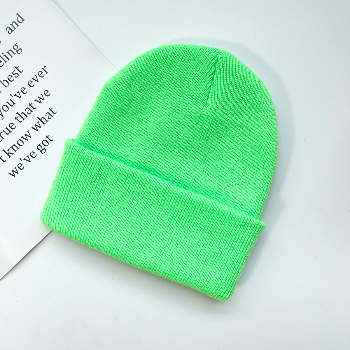 Solid Knit Beanie with Folded Cuff and Color Choices