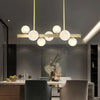 Modern Elegant Linear Pendant Lights Stylish Gold 7-Light Glass Globe Chandelier For Dinning Room Kitchen Island Lighting Fixtur