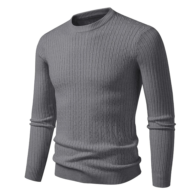 Men's Ribbed Crew Neck Long Sleeve Sweater