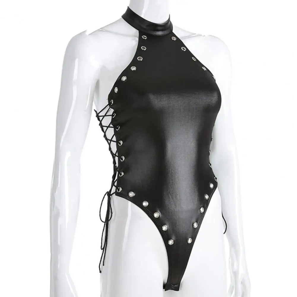 Side Lace-Up Halter One-Piece Swimsuit
