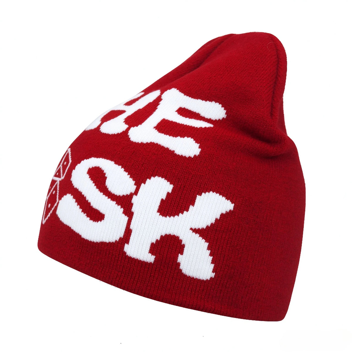 Graphic Knit Beanie with Letter and Pattern Style Options