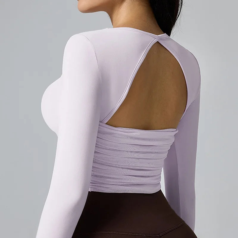 Women's Open-Back Long-Sleeve Workout Top