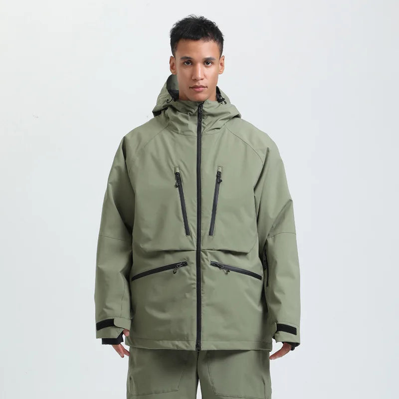 Hooded Long Sleeve Snow Sport Jacket with Front Closure
