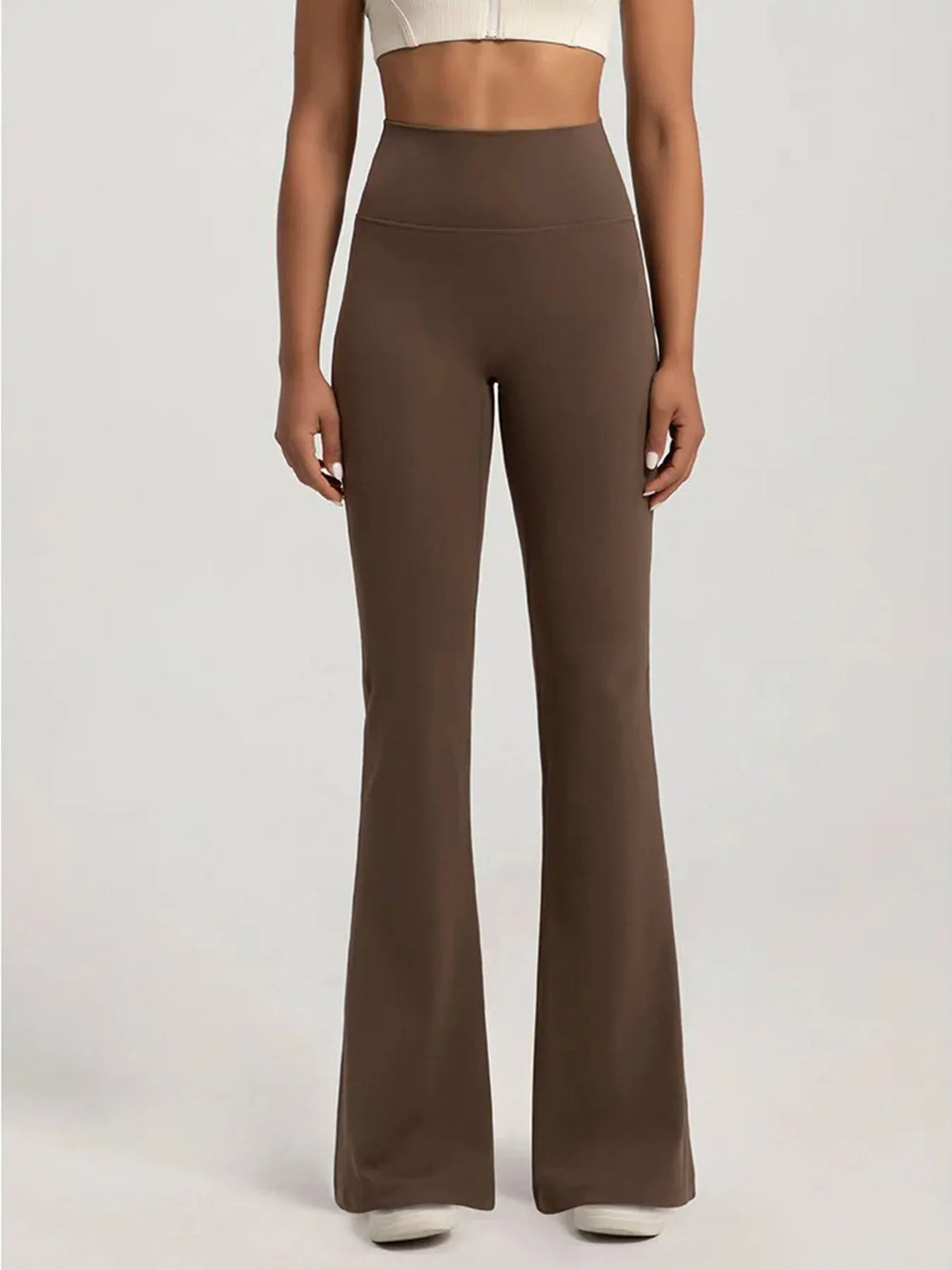 Women's High Crossover Waist Cotton Flared Pants for Yoga and Casual Wear