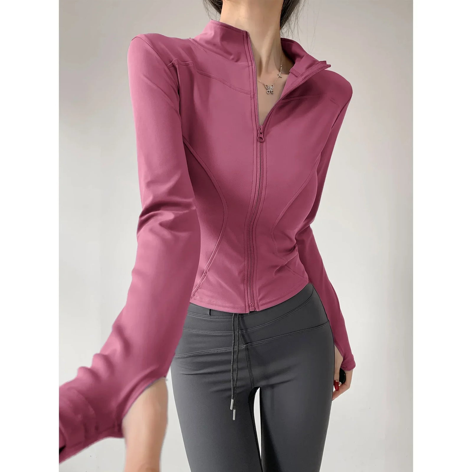 Slim-Fit Long-Sleeve Zip-Front Yoga Jacket