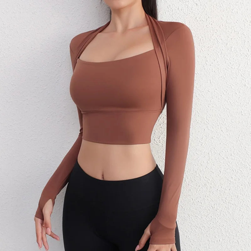 Women's Square-Neck Short-Sleeve Workout Crop Top