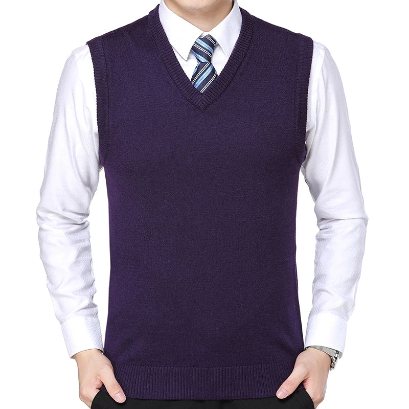 Men's V Neck Sleeveless Knit Vest