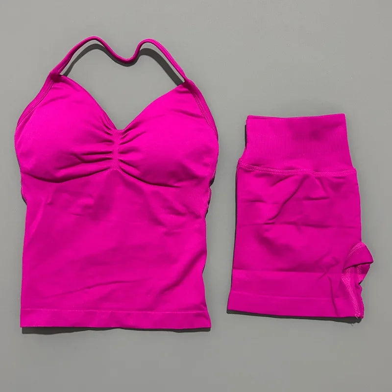 Women's Halter Tank And Shorts Yoga Set For Workout Outfits