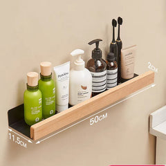 Bathroom Rack Wall-mounted Shower Room Toilet  Nordic style Shelf Cosmetic Storage kitchen Multi-purpose Shelf Solid Wood