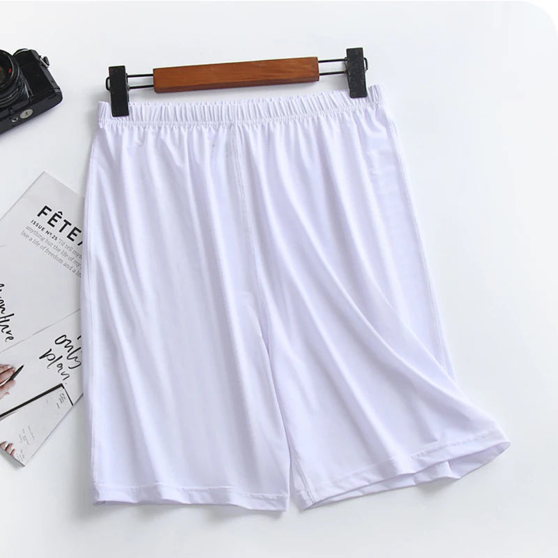 Men's Solid Elastic Waist Satin Look Lounge Sleep Shorts