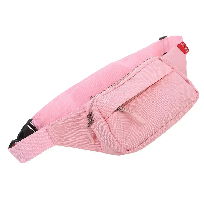 Solid Waist Pack with Adjustable Strap and Zippered Pockets