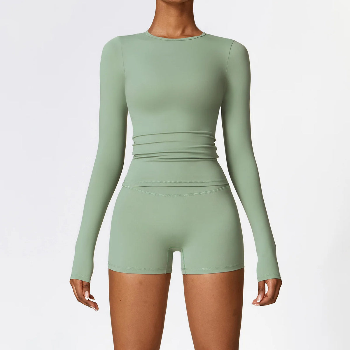 Women's Halter Or Long Sleeve Top And Bottoms Yoga Set