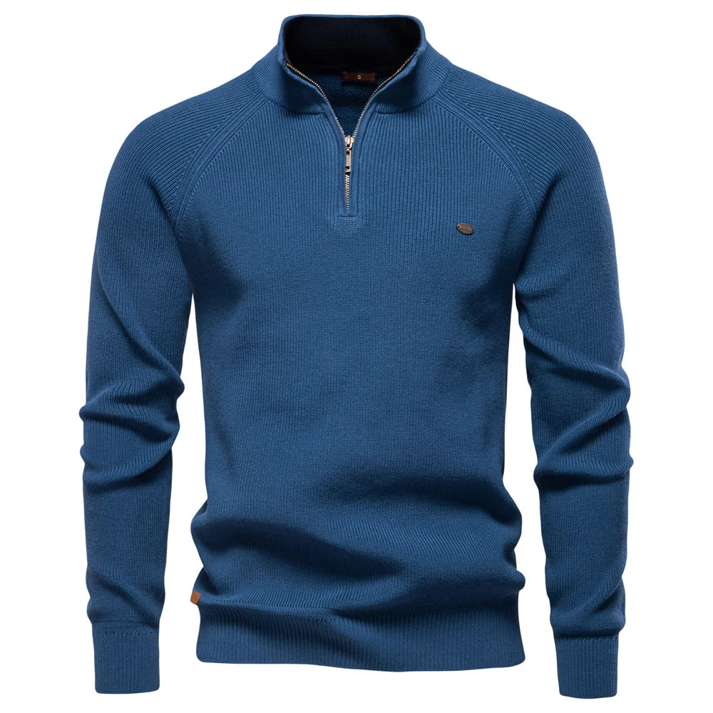 Men's Quarter Zip Long Sleeve Knit Sweater