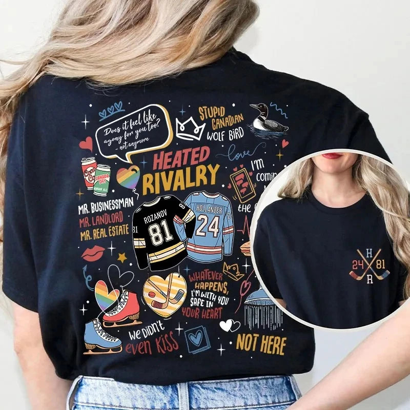 Heated Rivalry Graphic Short Sleeve T-shirt For Sports Outfits