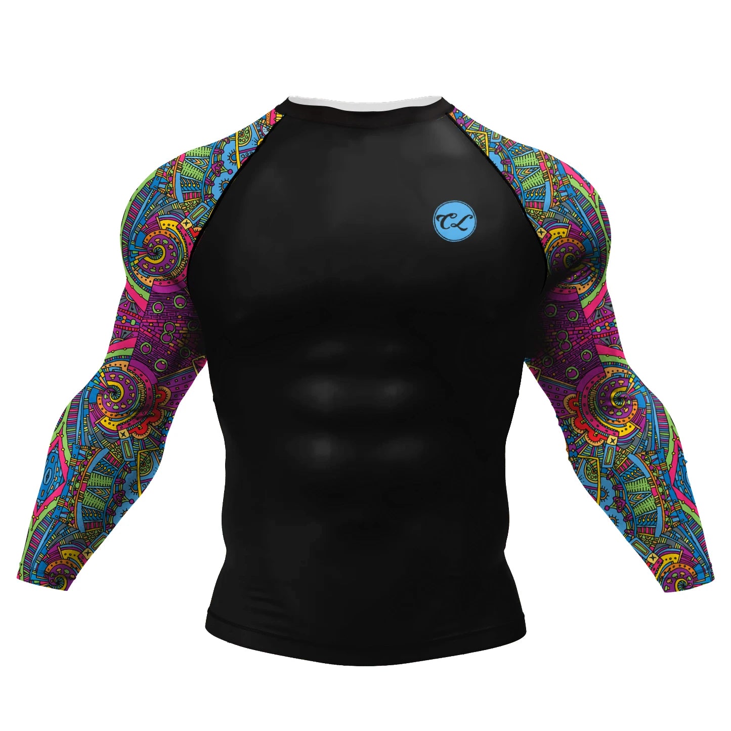 Graphic Long Sleeve Fitted Rash Guard for Training Wear