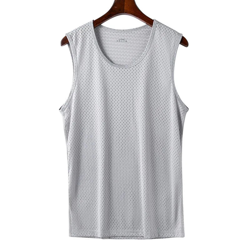 Men Ice Silk Mesh Sports Vest Breathable Quick Dry Sleeveless Riding Running Training Top