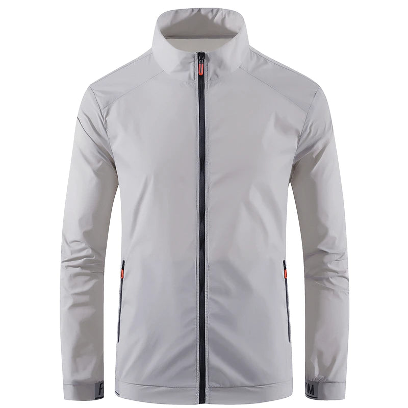 Collared Long Sleeve Full Zip Outdoor Hiking Jacket with Pockets