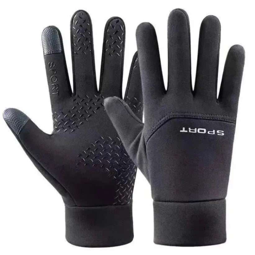 Solid Full Finger Outdoor Gloves with Adjustable Wrist Closure