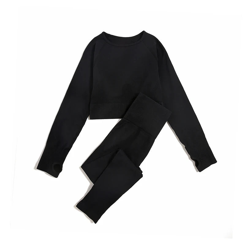 Women's Variable Sleeve Top And Bottoms Yoga Set