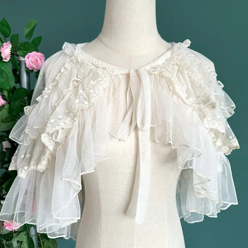 Ruffled Lace Capelet for Layering over Dresses and Tops