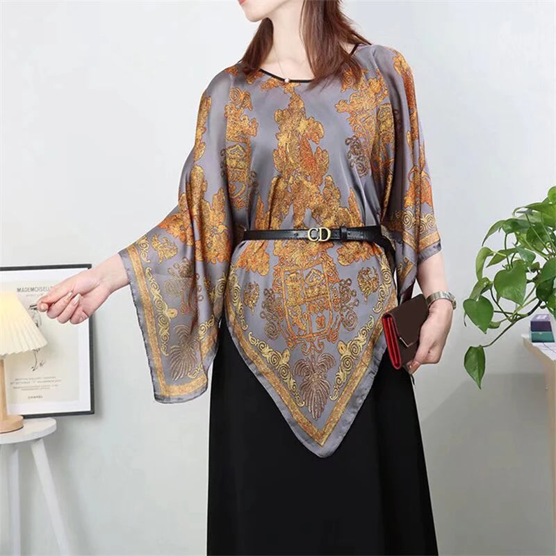 Printed Sheer Beach Poncho for Layering over Outfits