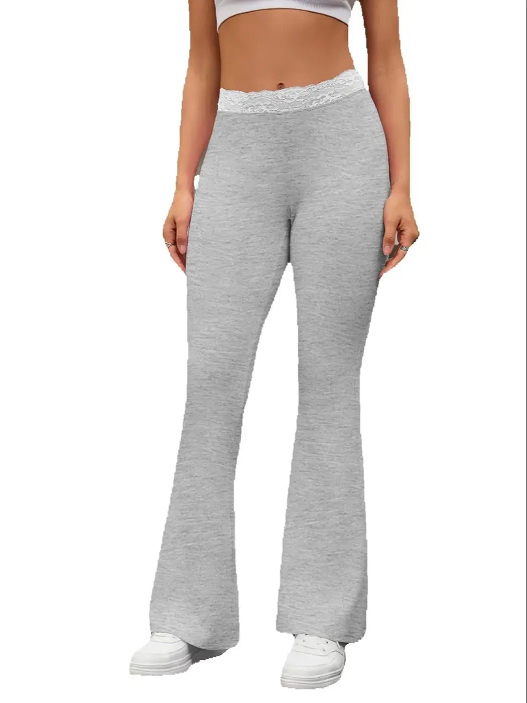 Women's Ribbed Flared Workout Pants with Fitted Upper Legs for Casual Activewear