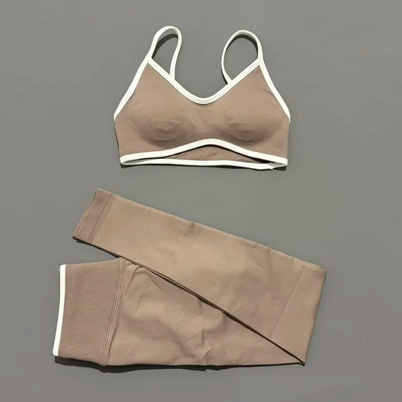 Women's Strappy Bra And Shorts Yoga Set For Workout Outfits