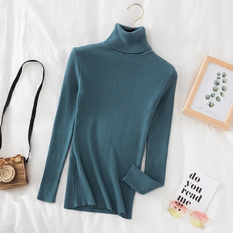 Women's Ribbed Mock Neck Long Sleeve Sweater Casual Knit Layer