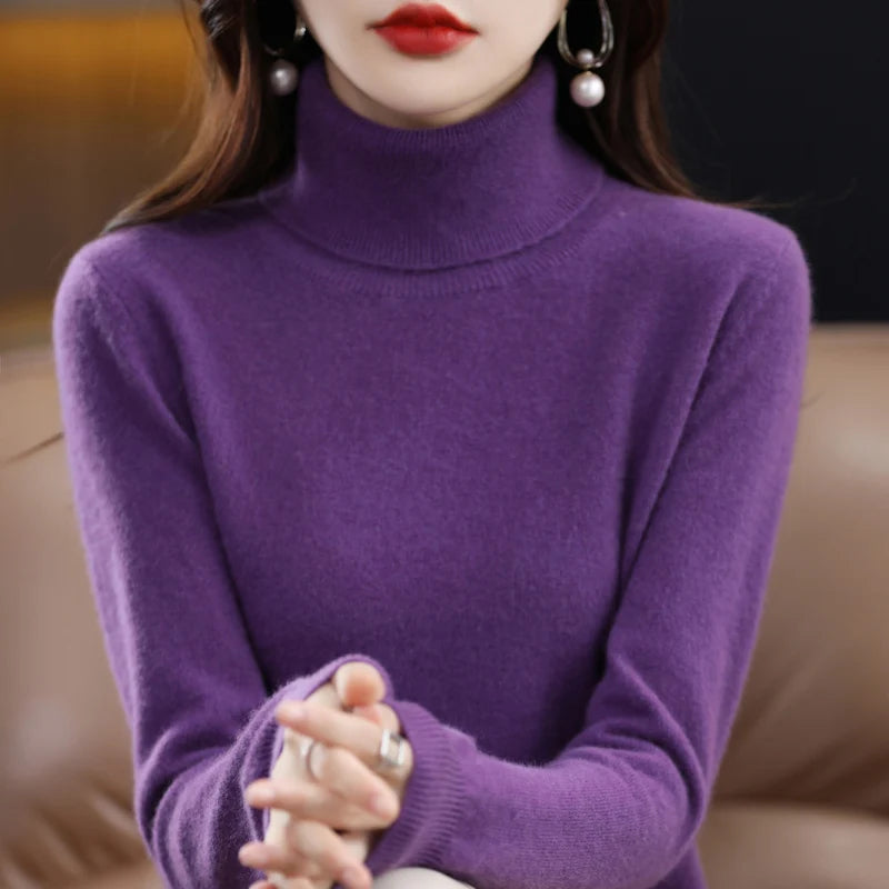 Women's Mock Neck Long Sleeve Sweater Casual Knit Layer