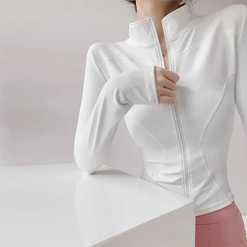 Slim-Fit Long-Sleeve Zip-Front Yoga Jacket