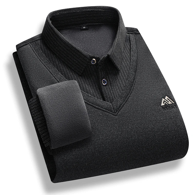 Men's Layered Look Collared Long Sleeve Knit Sweater