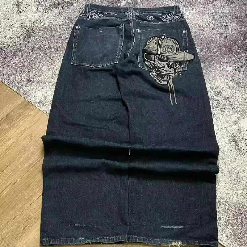 Men's Embroidered Wide Leg Denim Jeans for Casual Everyday Wear