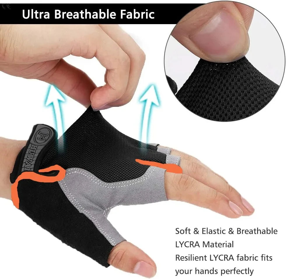 Fingerless Cycling Gloves with Short Cuffs and Palm Panels