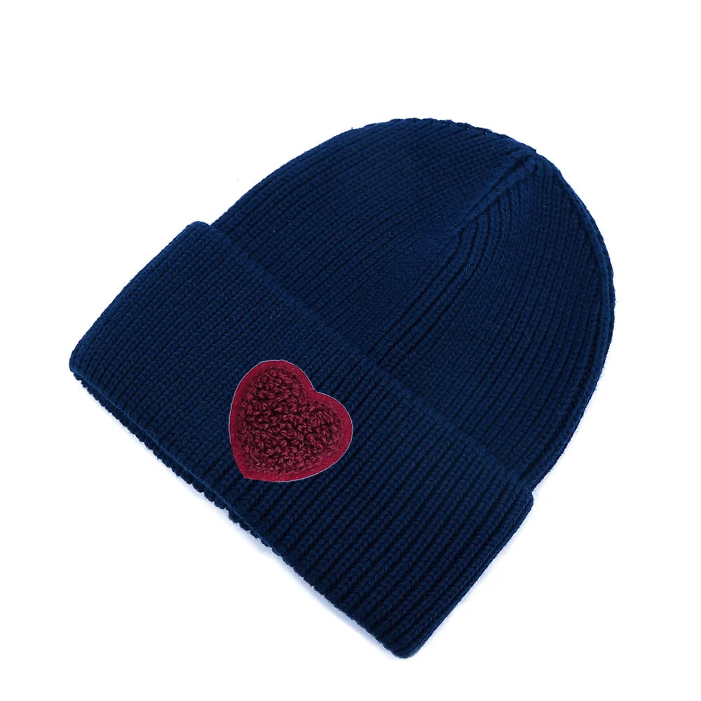 Children's Cotton Knitted Beanie with Patch Designs and Original Size Options