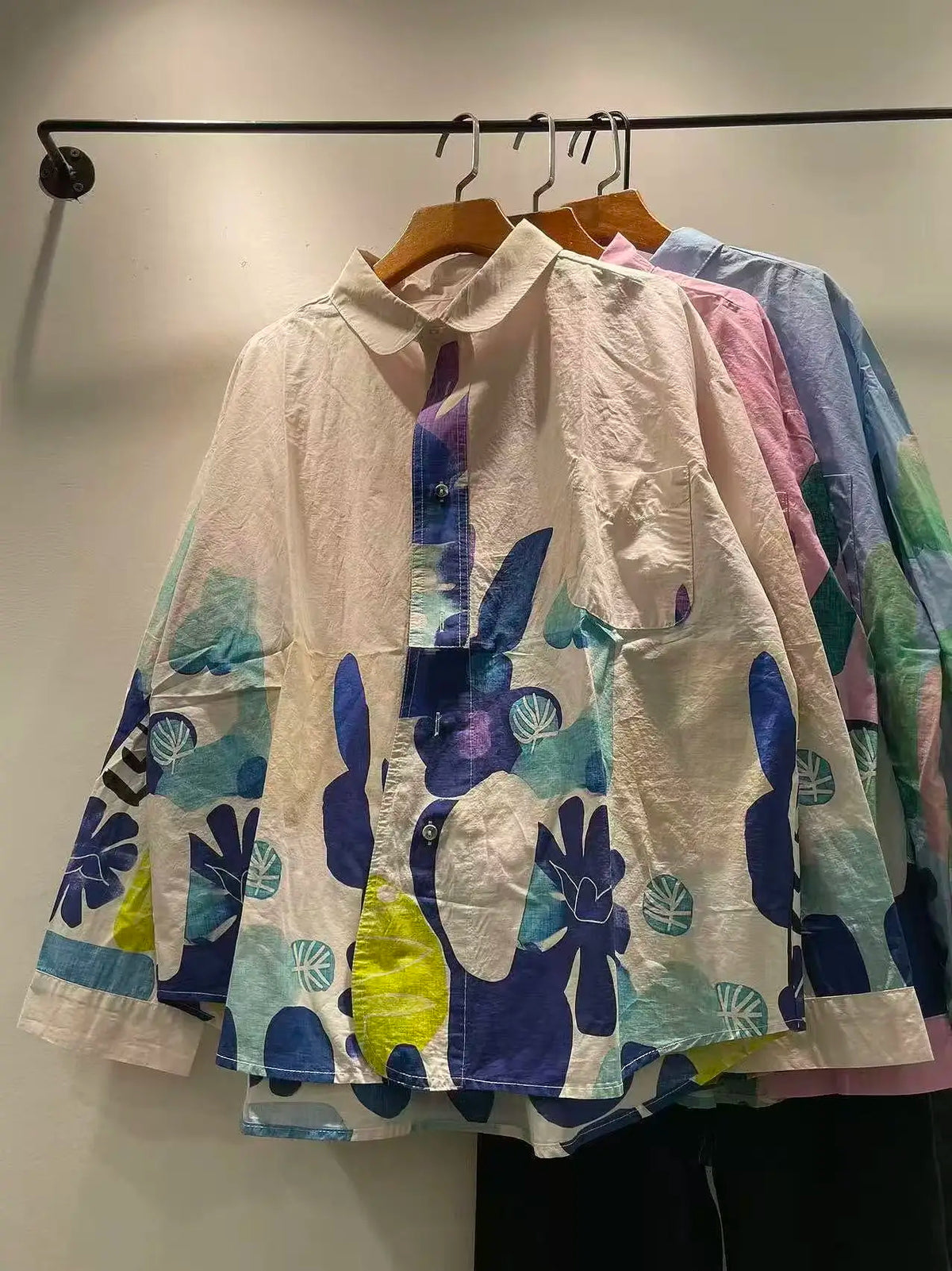 Women's Colourful Patchwork Print Long Sleeve Shirt