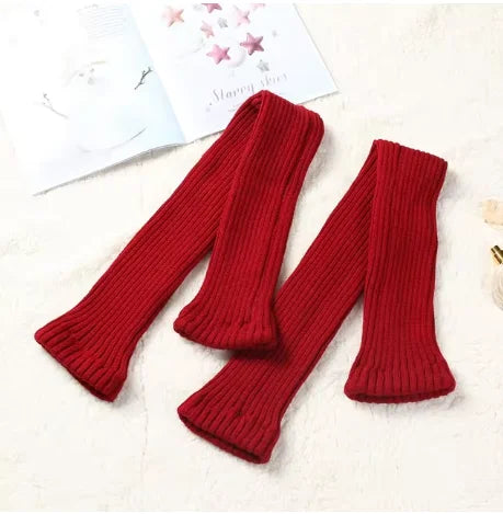 Solid Ribbed Long Leg Warmers with Open Foot Shape