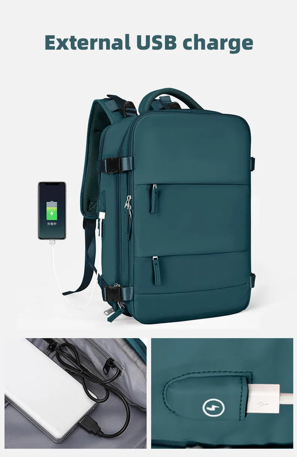 Large Women Travel Backpack 17 Inch Laptop USB Airplane Business Shoulder Bag Girls Nylon Students Schoolbag Luggage Pack