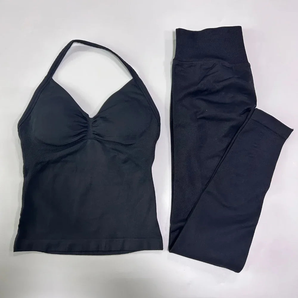 Women's Thin Strap Tank And Leggings Yoga Set
