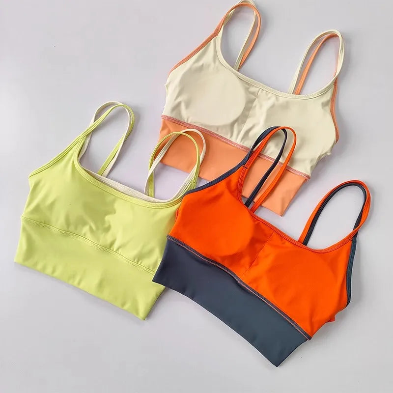 Women's Contrast Double Strap Cropped Tank Top