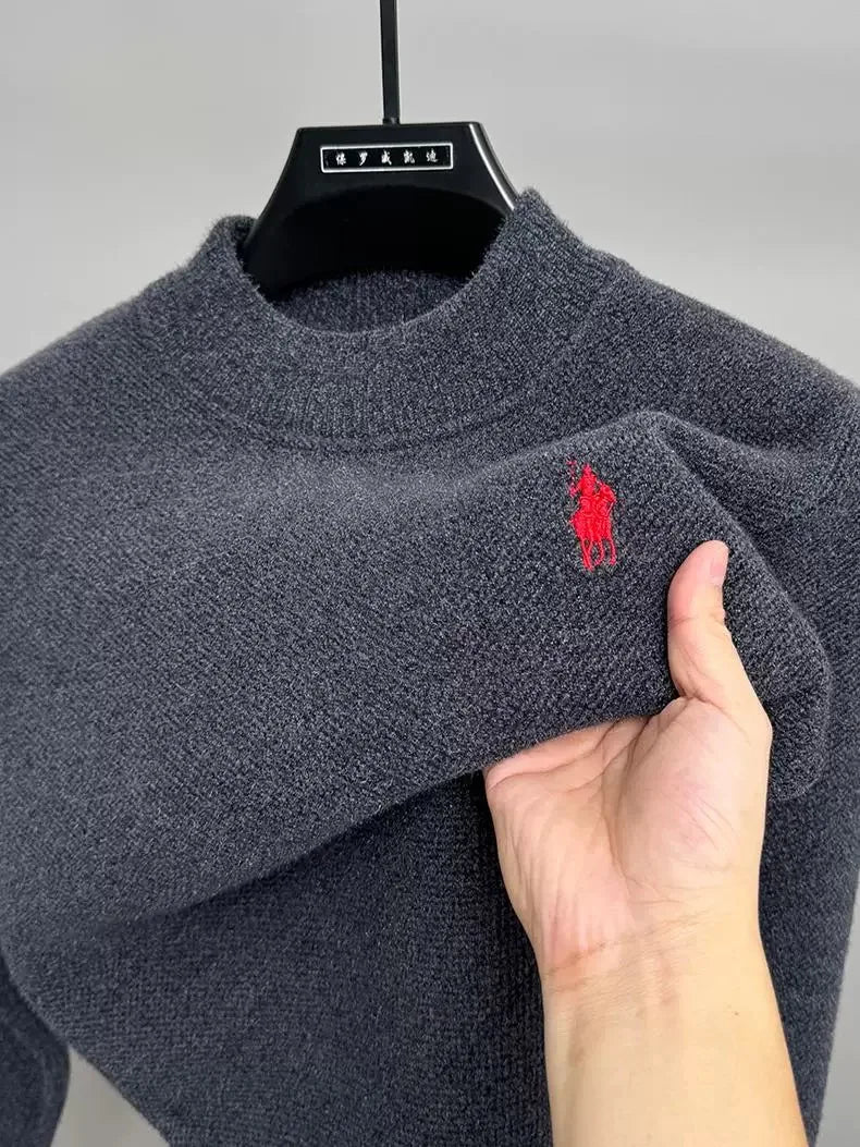 Men's Embroidered Crew Neck Long Sleeve Knit Sweater