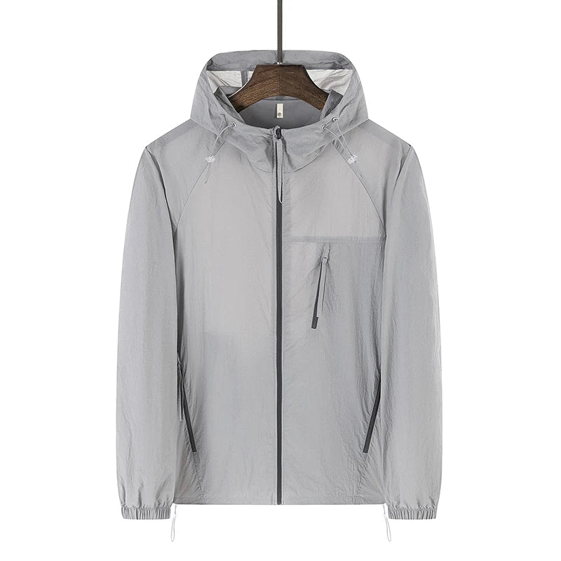 Hooded Long Sleeve Full Zip Outdoor Hiking Jacket with Pockets