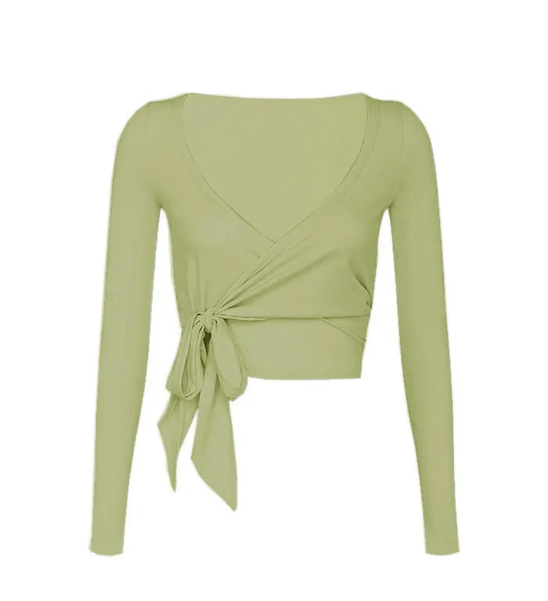 Women's Tie-Back Long-Sleeve Workout Cover-Up
