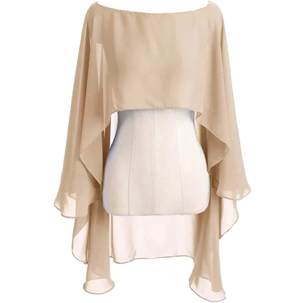 Layered Sheer Draped Cape for Layering over Outfits