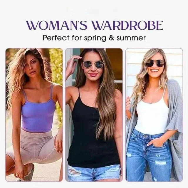 Women's Scoop Neck Camisole with a Built-In Bra and Thin Straps