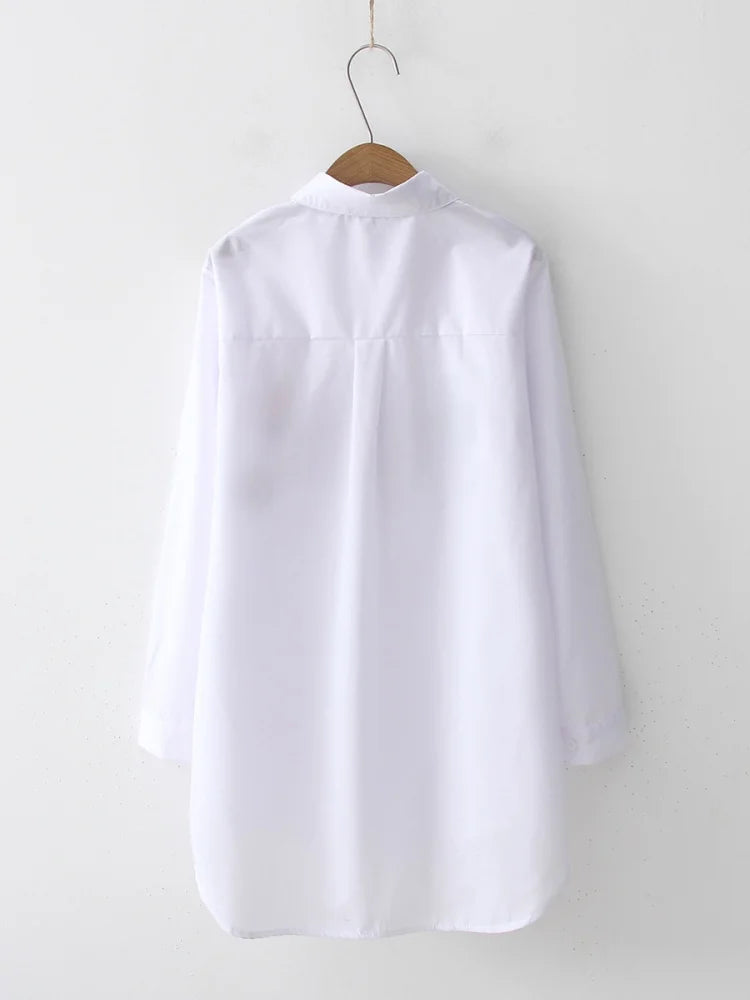 Women's Embroidered Collared Long Sleeve Shirt