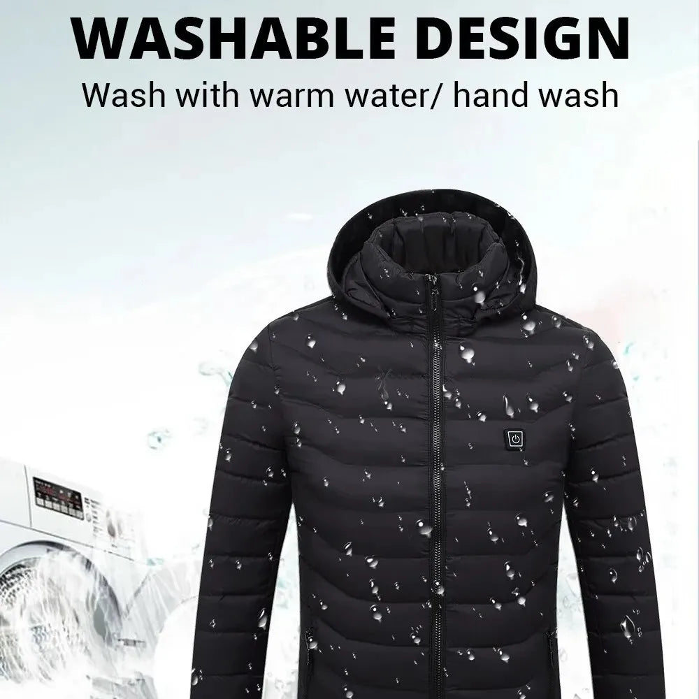 USB Heated Hooded Full Zip Long Sleeve Outdoor Jacket