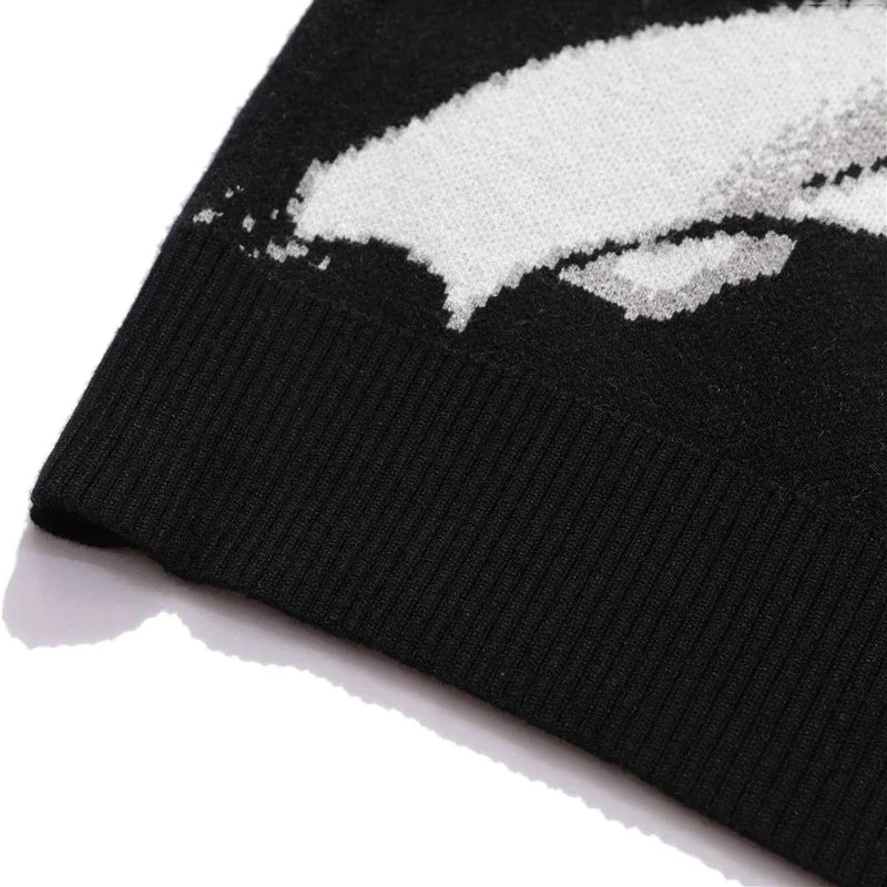 Women's Anime Graphic Oversized Crew Neck Sweater Casual Knit Layer