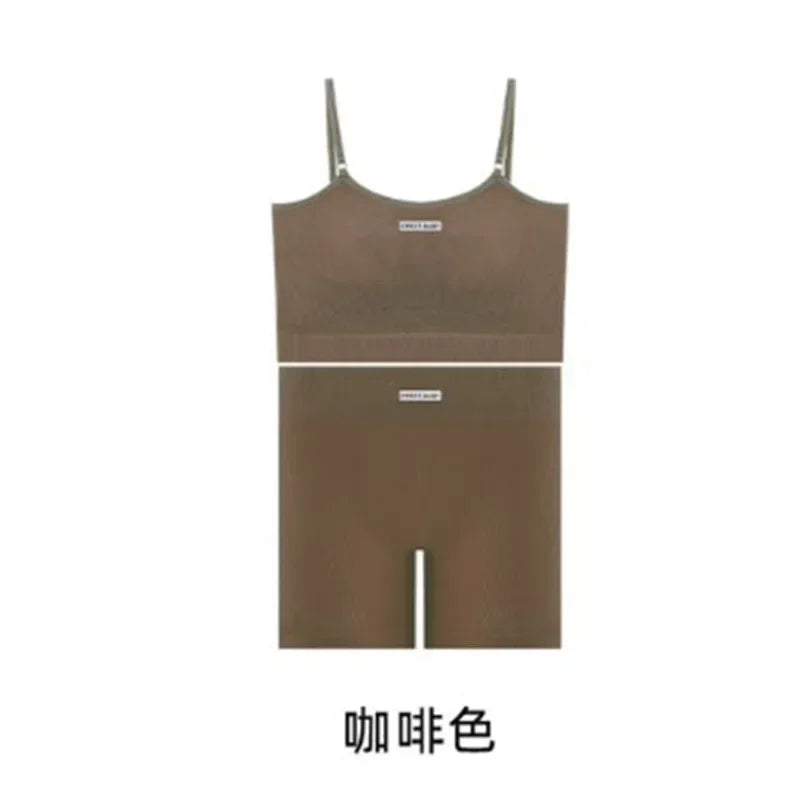 Women's Thin Strap Tank And Shorts Yoga Set